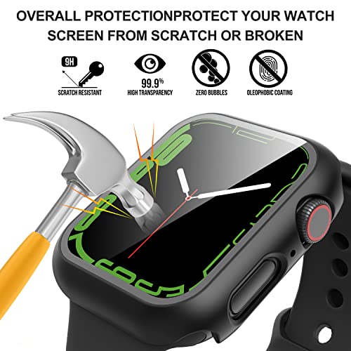 Diruite 2-Pack for Apple Watch Series 6/5/4/Series SE/SE 2/SE 3 44mm All-Around Screen Protector Case, Tempered Glass Screen Protector Case Ultra-Thin for iWatch 44mm Protection Cover - Black - Image 3