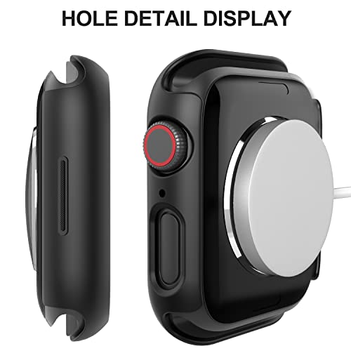 Diruite 2-Pack for Apple Watch Series 6/5/4/Series SE/SE 2/SE 3 44mm All-Around Screen Protector Case, Tempered Glass Screen Protector Case Ultra-Thin for iWatch 44mm Protection Cover - Black - Image 5