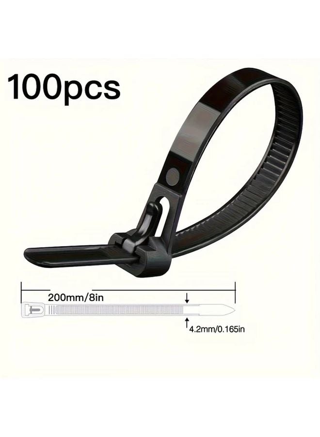 100pcs 7.87 Inch Reusable Plastic Cable Zip Ties Quick Release Nylon Wire Fasteners For Home Office - Image 1