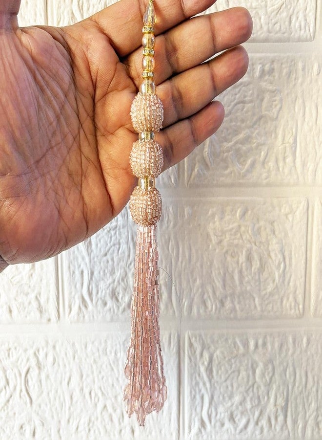 Adikala Craft Store Handmade Ethnic Cutdana Latkan Tassel Set of 2 for Saree Pallu, Blouse, Suits, Dupatta, Lehenga Decor, DIY Art & Crafts (Rose Gold Cutdana D1) - Image 5