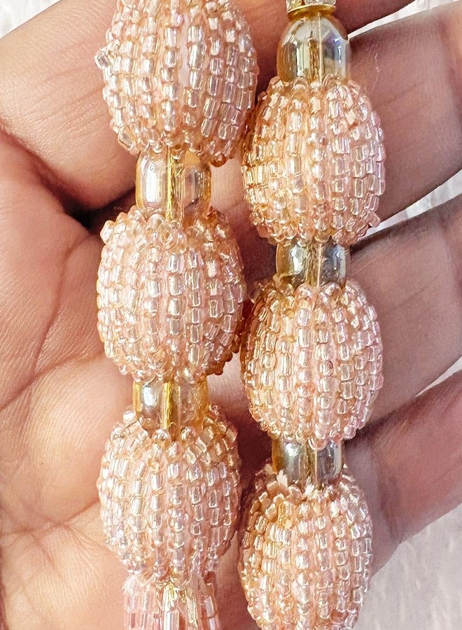 Adikala Craft Store Handmade Ethnic Cutdana Latkan Tassel Set of 2 for Saree Pallu, Blouse, Suits, Dupatta, Lehenga Decor, DIY Art & Crafts (Rose Gold Cutdana D1) - Image 2