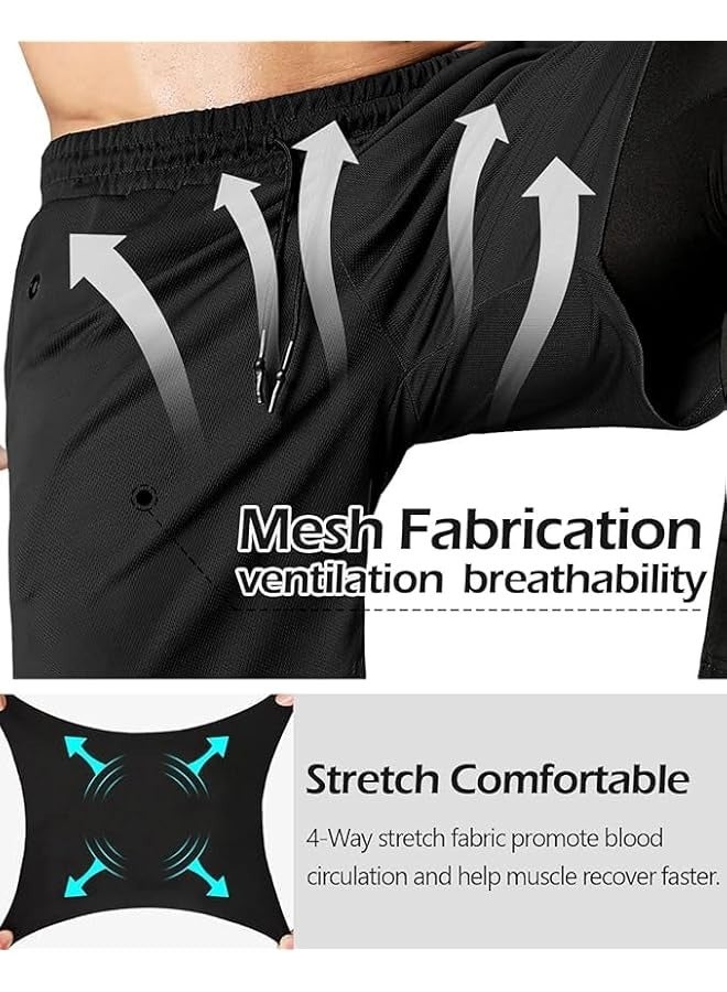 بروماس بنطال الجري 2 في 1 للرجال، بنطال ضغط طويل للجيم للرجال، سروال رياضي للتدريب مع جيوب للهاتف، بنطال الركض للرجال (XXL) - Image 4