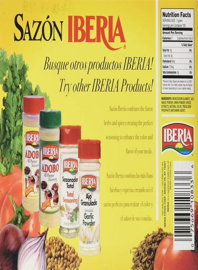 Iberia Sazon without Annatto, 3.52 oz, Perfect Seasoning Made With a Combination of Finest Herbs and Spices, 36 Packs - Image 2