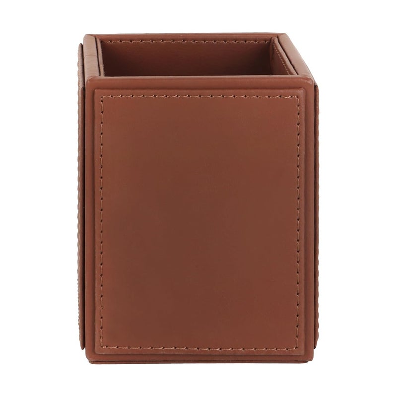 V-CUBE DESIGNS Premium Vegan Leather Pen Holder for Desk & Study Table Accessory | Marker/Pencil Stand for Student | Stationery Organizer for Office Table & Home | 6mm Thickness with MDF Core | Tan - Image 5