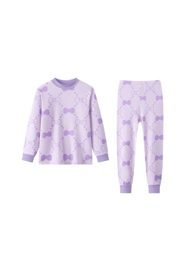 Deesha 7a Antibacterial Thermal Lock Half Turtleneck Girls' 40s Fine Spun Cotton Underwear Set For Older Children Autumn Top And Bottom Set