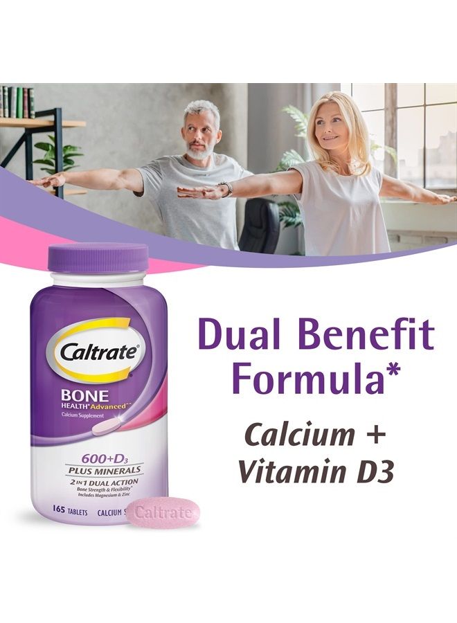 600+D3 Plus Minerals Calcium and Vitamin D Supplement Tablets, Bone Health and Mineral Supplement for Adults - 60 Count
