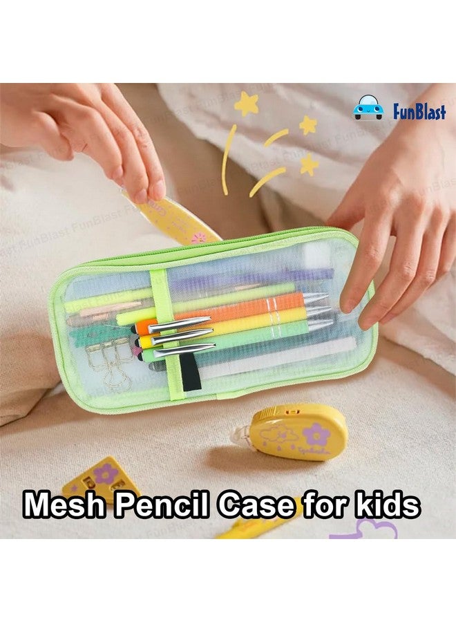 FunBlast Pen Pencil Case, Transparent Pencil Pouch with Zipper Closure Portable Clear Makeup Pouch, Large Capacity Pencil Bag, Stationery Bag for Students Girls Office Adults (Green) - Image 3