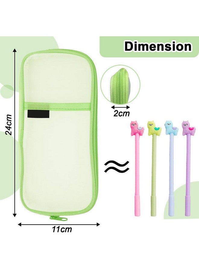 FunBlast Pen Pencil Case, Transparent Pencil Pouch with Zipper Closure Portable Clear Makeup Pouch, Large Capacity Pencil Bag, Stationery Bag for Students Girls Office Adults (Green) - Image 2