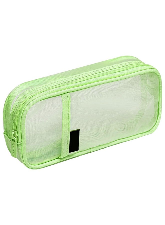 FunBlast Pen Pencil Case, Transparent Pencil Pouch with Zipper Closure Portable Clear Makeup Pouch, Large Capacity Pencil Bag, Stationery Bag for Students Girls Office Adults (Green) - Image 1