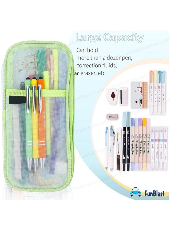 FunBlast Pen Pencil Case, Transparent Pencil Pouch with Zipper Closure Portable Clear Makeup Pouch, Large Capacity Pencil Bag, Stationery Bag for Students Girls Office Adults (Green) - Image 4