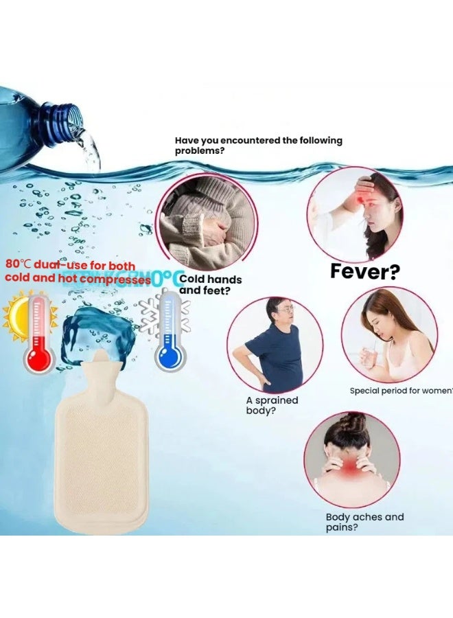 NIBEMINENT 3-in-1 2L Hot Water Bag with Strong Fluffy Cover, BPA Free Hot Water Bottle For Shoulder Neck and Muscle Pain Hand And Feet Warmer Menstrual Cramps Hot Compress And Cold Therapy – Random Design and Color - Image 2