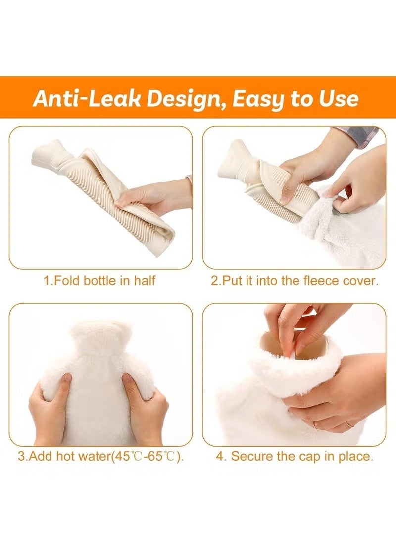 NIBEMINENT 3-in-1 2L Hot Water Bag with Strong Fluffy Cover, BPA Free Hot Water Bottle For Shoulder Neck and Muscle Pain Hand And Feet Warmer Menstrual Cramps Hot Compress And Cold Therapy – Random Design and Color - Image 4