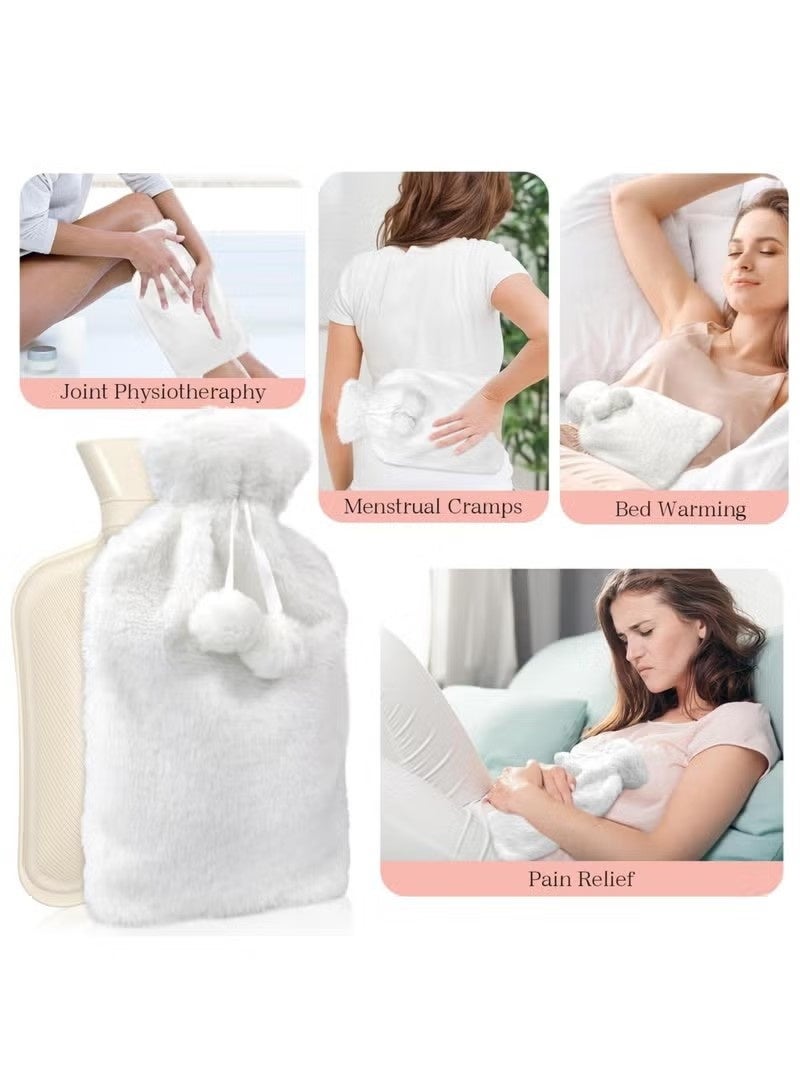 NIBEMINENT 3-in-1 2L Hot Water Bag with Strong Fluffy Cover, BPA Free Hot Water Bottle For Shoulder Neck and Muscle Pain Hand And Feet Warmer Menstrual Cramps Hot Compress And Cold Therapy – Random Design and Color - Image 5