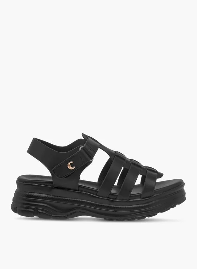 Le Confort Girls Solid Chunky Sole Strap Sandals with Hook and Loop Closure