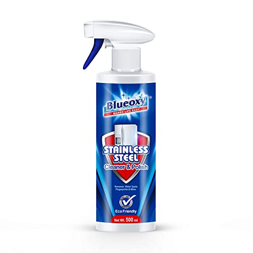 BLUEOXY Stainless Steel Cleaner and Polish | Stainless Steel Magic | Removes Fingerprints | Water Marks and Grease from Appliances Refrigerators | Ecological Formulation | 500 ML | RTU Spray | QTY 1 - Image 1