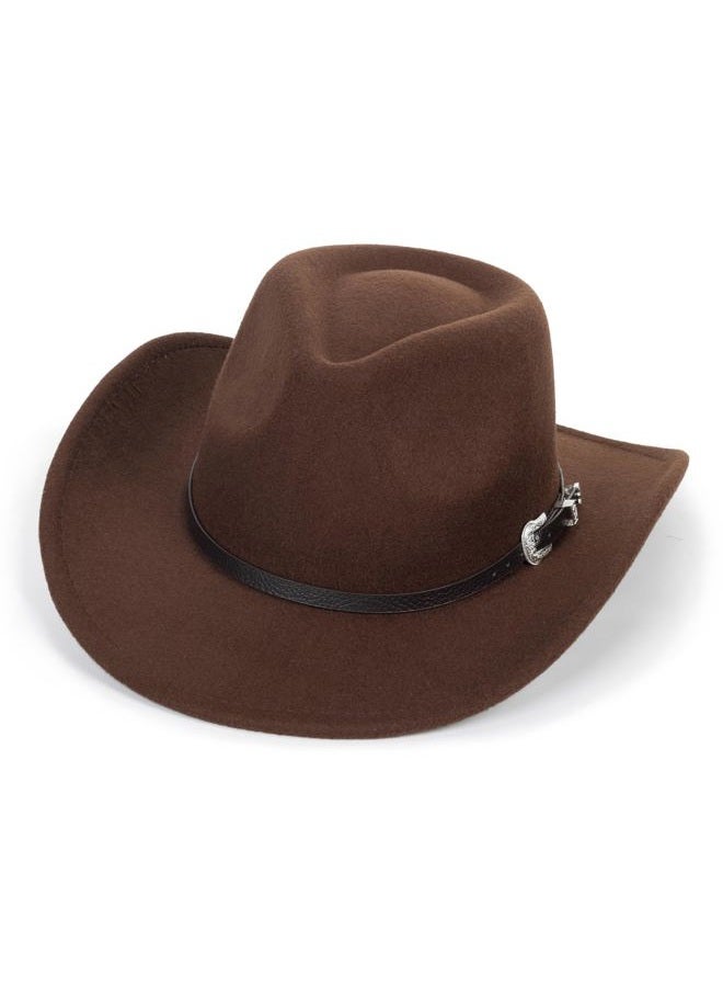 OVOY Western Cowboy Hat for Kids Toddler Girls Boys-Felt Fedora Cowgirls for 2-8 Years Old Brown - Image 1