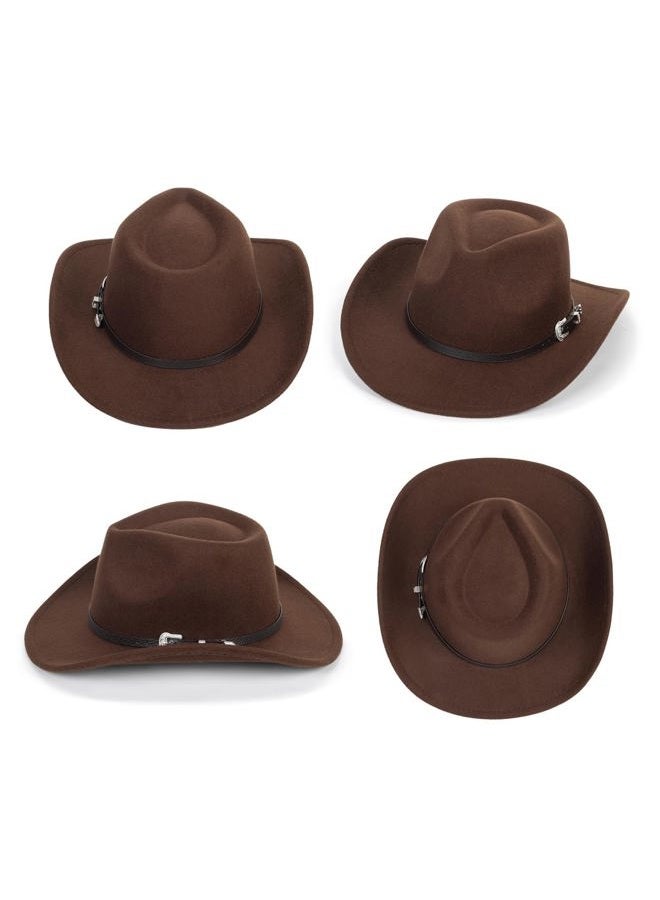 OVOY Western Cowboy Hat for Kids Toddler Girls Boys-Felt Fedora Cowgirls for 2-8 Years Old Brown - Image 2