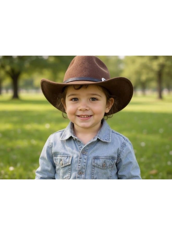 OVOY Western Cowboy Hat for Kids Toddler Girls Boys-Felt Fedora Cowgirls for 2-8 Years Old Brown - Image 3