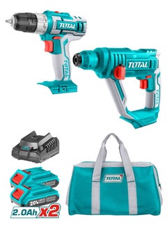 Total Lithium-Ion Cordless Drill Combo Kit 20V with Total 20V Cordless Drill and Total 20V Cordless Rotary Hammer
