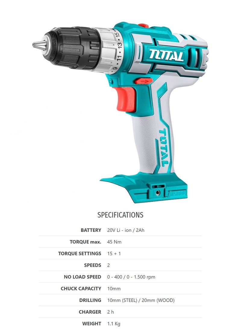 TOTAL - Total Lithium-Ion Cordless Drill Combo Kit 20V with Total 20V Cordless Drill and Total 20V Cordless Rotary Hammer - Image 1