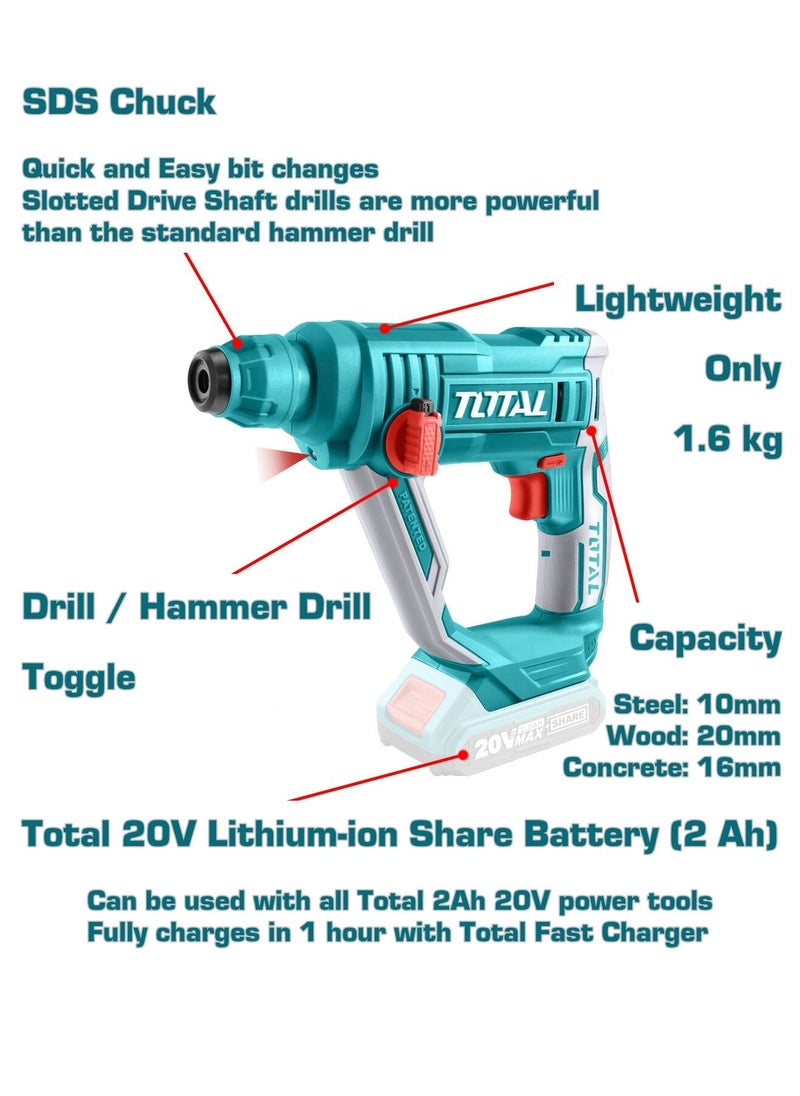 TOTAL - Total Lithium-Ion Cordless Drill Combo Kit 20V with Total 20V Cordless Drill and Total 20V Cordless Rotary Hammer - Image 1