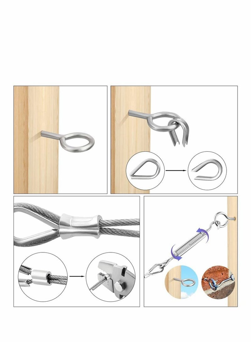 Y&D Turnbuckle Wire Tensioner Strainer kit with 100ft 304 Stainless Steel Cable Rope Coated for DIY Garden Project Sun Shades sail Hardware Picture Hanging Outdoor Craft - Image 3