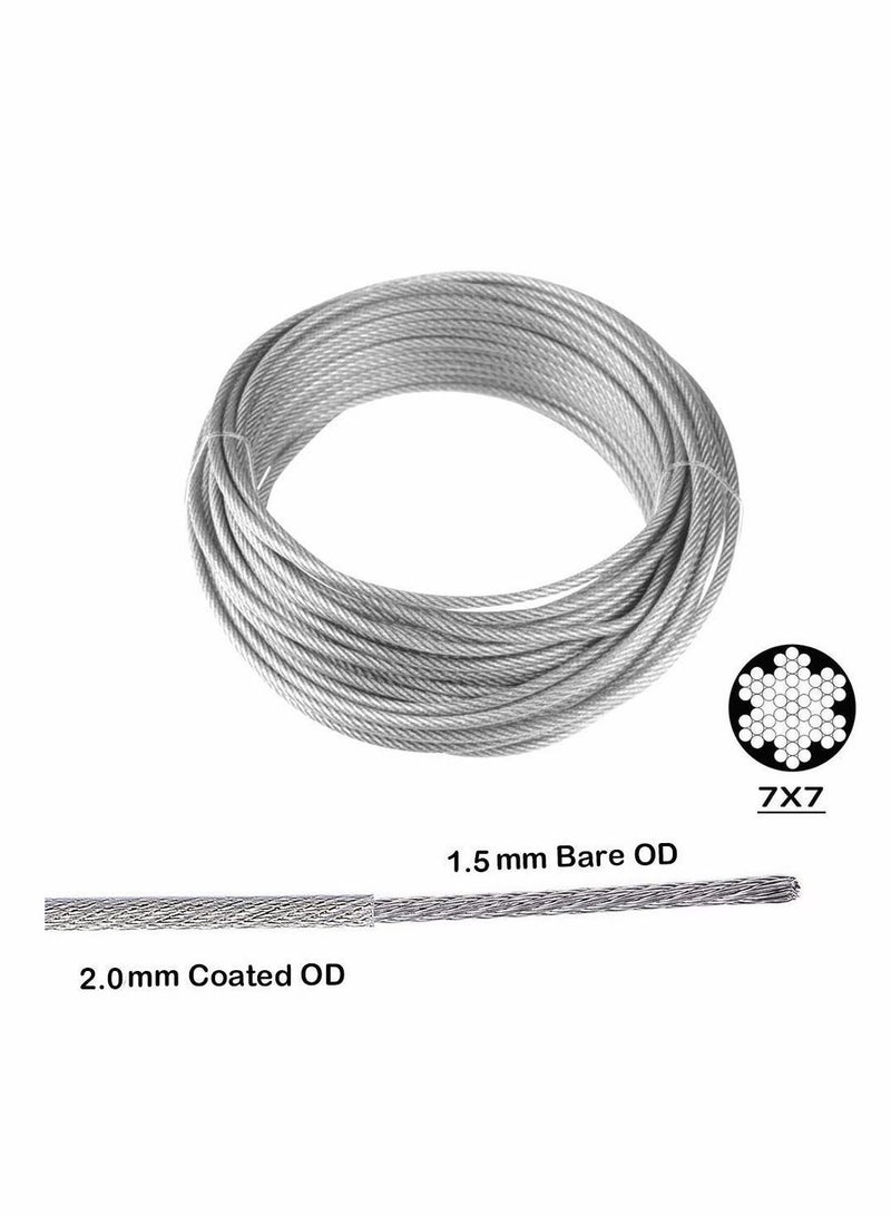 Y&D Turnbuckle Wire Tensioner Strainer kit with 100ft 304 Stainless Steel Cable Rope Coated for DIY Garden Project Sun Shades sail Hardware Picture Hanging Outdoor Craft - Image 4