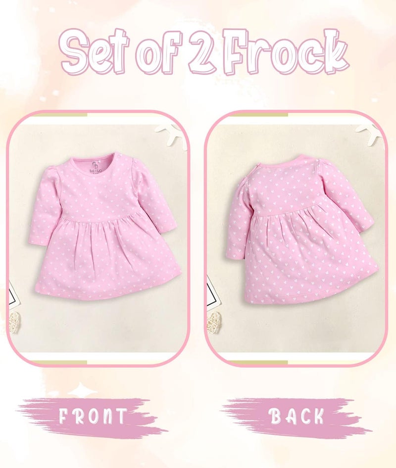 BABY GO Full Sleeve A-Line Frocks for Baby Girls - Pack of 2 (0-3 Months) - Image 4