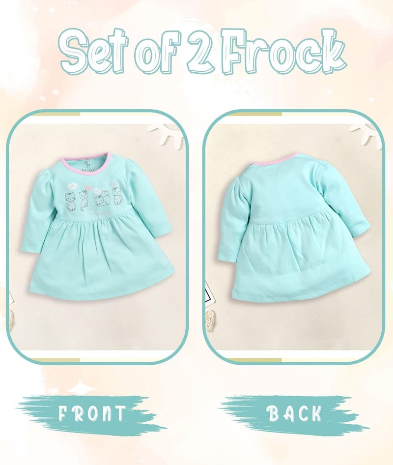 BABY GO Full Sleeve A-Line Frocks for Baby Girls - Pack of 2 (0-3 Months) - Image 3