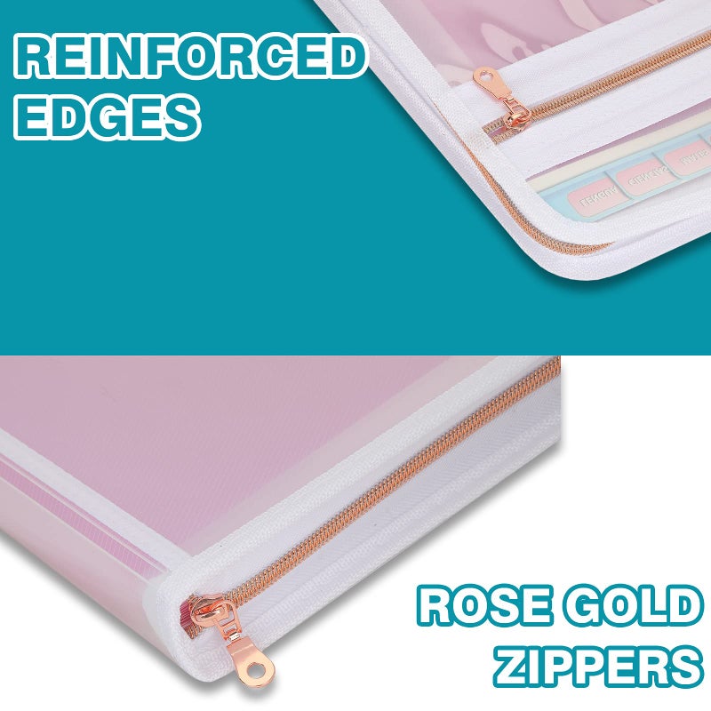 H4D 13 Pocket Expanding File Folder Organizer with Front Clear Pounch, Accordion File Organizer with Zipper Clourse, Fit for Letter Size Papers, Pink - Image 4