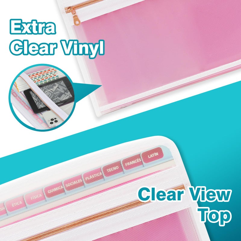 H4D 13 Pocket Expanding File Folder Organizer with Front Clear Pounch, Accordion File Organizer with Zipper Clourse, Fit for Letter Size Papers, Pink - Image 5