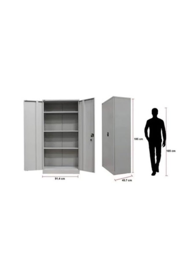 MAF furniture MAF Steel Storage Cabinet, Metal Office Filing Cabinet with Key Lock, 4 Adjustable Shelves, Grey - Image 3