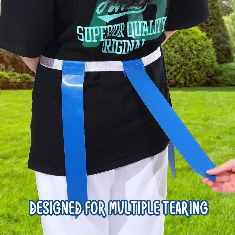 Macarrie 24 Player Adjustable Flag Football Belts Flag Football Set Football Training Equipment for Youth with 3 Flags Per Belt for Kids Adults Players 36 Red and 36 Blue Flags - Image 4