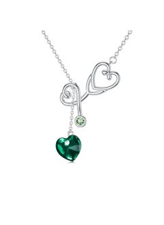 Stethoscope Necklace For Women With Heart Crystal S925 Sterling Silver Nursing Themed Jewelry Gifts For Doctor Nurse Medical Student Graduation Nurse Week Birthday Sterling Silver Crystal