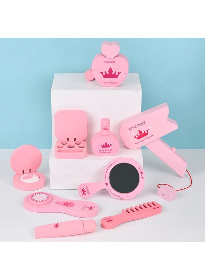 Generic - Children's Makeup Toy Wooden Cosmetic Bag Set Simulation Play House Girl Dressing Table Small Gift - Image 1