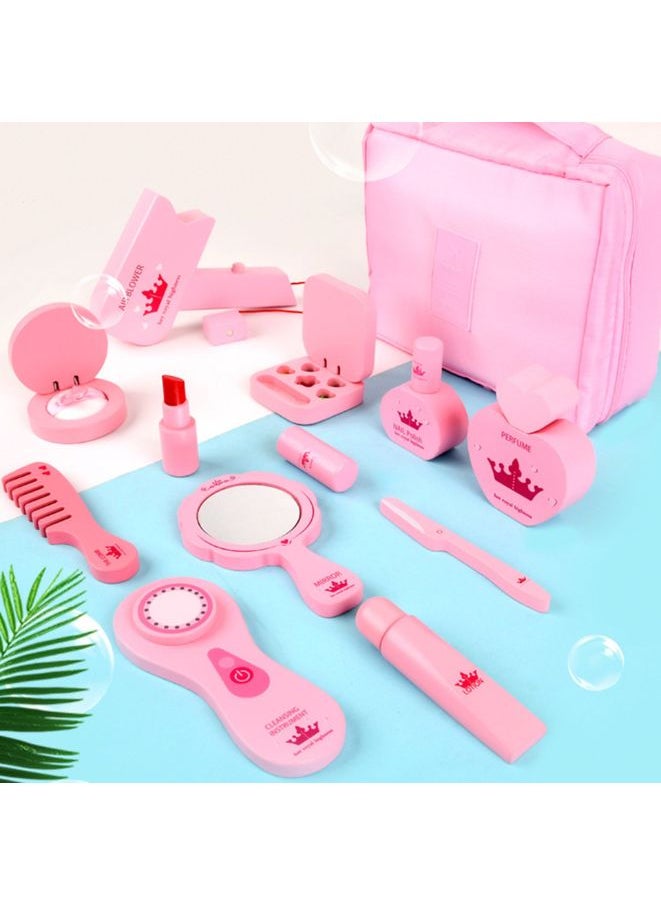 Generic - Children's Makeup Toy Wooden Cosmetic Bag Set Simulation Play House Girl Dressing Table Small Gift - Image 1