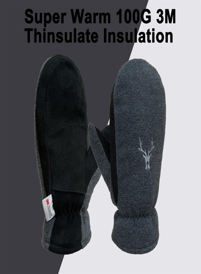 SKYDEER Mittens for Men and Women, Upgraded Deerskin Suede Leather, C100G 3M Thinsulate Insulation, Thermal Polar Fleece, Gloves for Cold Weather (SD5172M/L) - Image 4