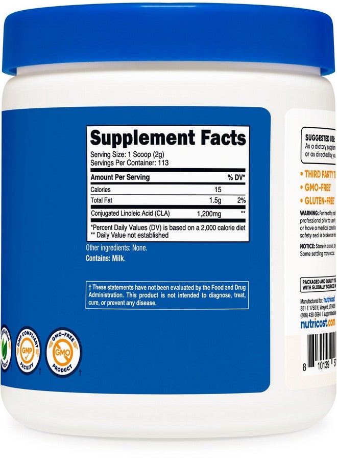 مسحوق Nutricost CLA (حمض اللينوليك المترافق) 8 أونصة (227 جم) - مكمل CLA خالٍ من الجلوتين وخالٍ من الكائنات المعدلة وراثيًا - Image 5