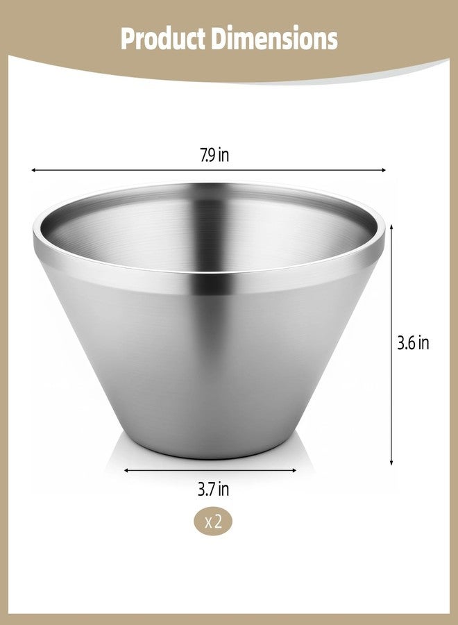 NIMBLOOM 2 Pcs Stainless Steel Soup Bowls, 7.9 in Double Wall Insulated Stainless Steel Bowls Set, Large Salad Mixing Bowl Set, V-Shape, Nesting Design for Kitchen, Camping, Home - Image 4