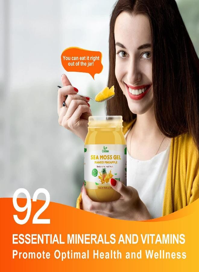 OALSE Sea Moss Gel - 18.5OZ Mango Pineapple Flavor Sea Moss Gel Raw Nutritious Rich in 102 Vitamins and Minerals, Proteins & Vitamins, Vegan-Friendly - Image 3