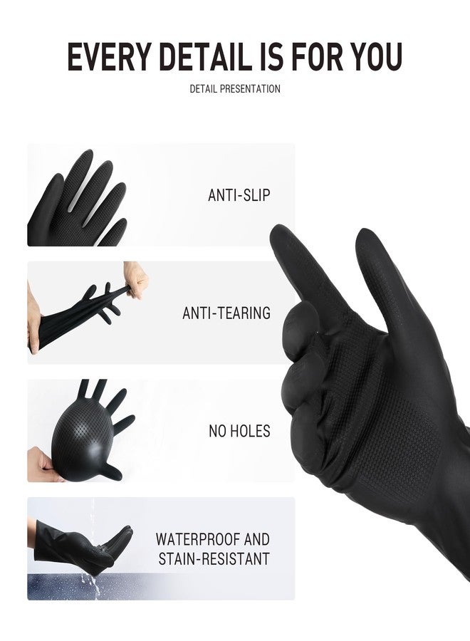 ThxToms 3 Pairs Hair Dye Gloves, Reusable Professional Hair Color Rubber Gloves for Home and Salon Black,Medium - Image 2
