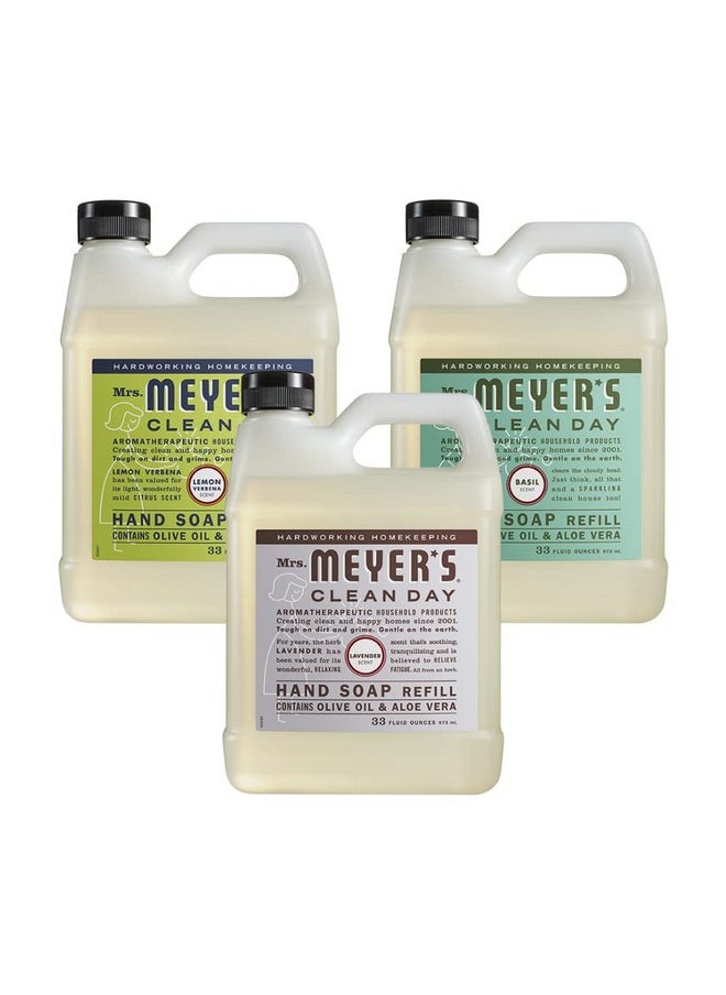 Mrs. Meyer's Clean Day Liquid Hand Soap Refill Scent Variety Pack (Lemon Verbena + Lavender + Basil)  - Image 1