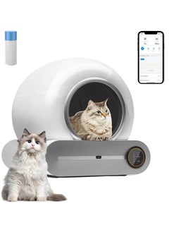 MileMelo Self-Cleaning Cat Litter Box Automatic 65L+9L Large Capacity Cleaning Robot APP Control/Odor Removal/Safety Protection Smart Cat Litter Box for Multiple Cats Gray  - Image 1