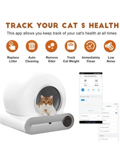 MileMelo Self-Cleaning Cat Litter Box Automatic 65L+9L Large Capacity Cleaning Robot APP Control/Odor Removal/Safety Protection Smart Cat Litter Box for Multiple Cats Gray  - Image 3