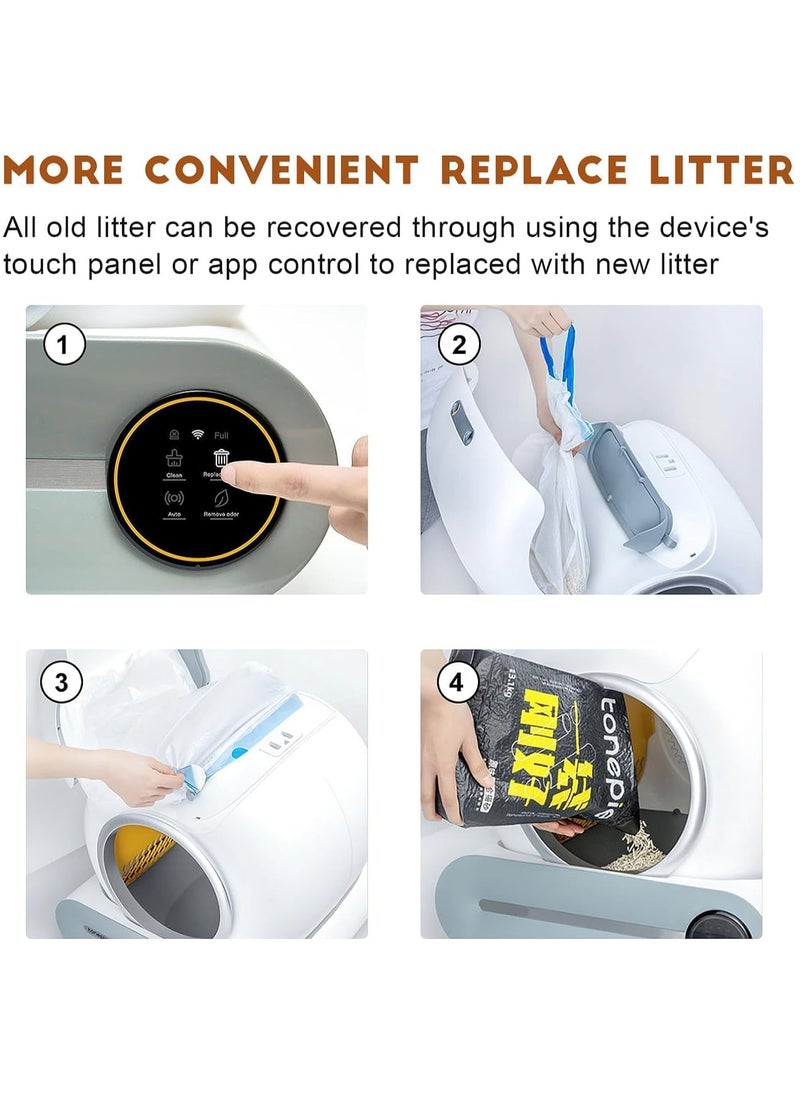 MileMelo - Self-Cleaning Cat Litter Box Automatic 65L+9L Large Capacity Cleaning Robot APP Control/Odor Removal/Safety Protection Smart Cat Litter Box for Multiple Cats Gray - Image 1
