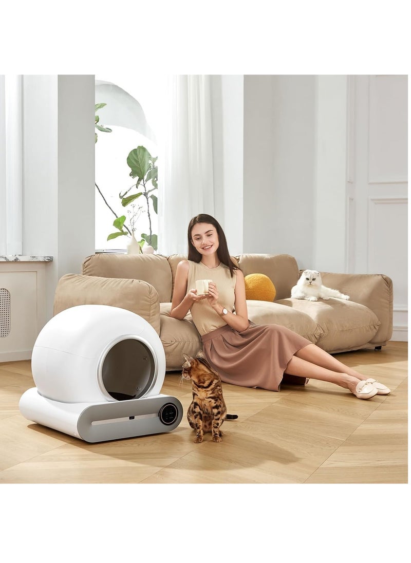 MileMelo - Self-Cleaning Cat Litter Box Automatic 65L+9L Large Capacity Cleaning Robot APP Control/Odor Removal/Safety Protection Smart Cat Litter Box for Multiple Cats Gray - Image 1