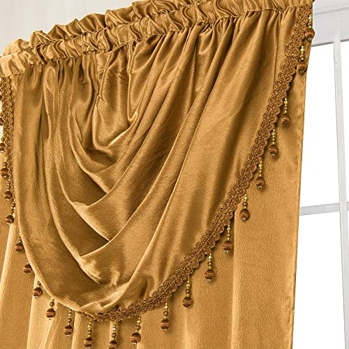 GLORY RUGS Window Panel with Attached Valance Curtain Bedroom Living Room Dining 42"X84" Gold - Image 3