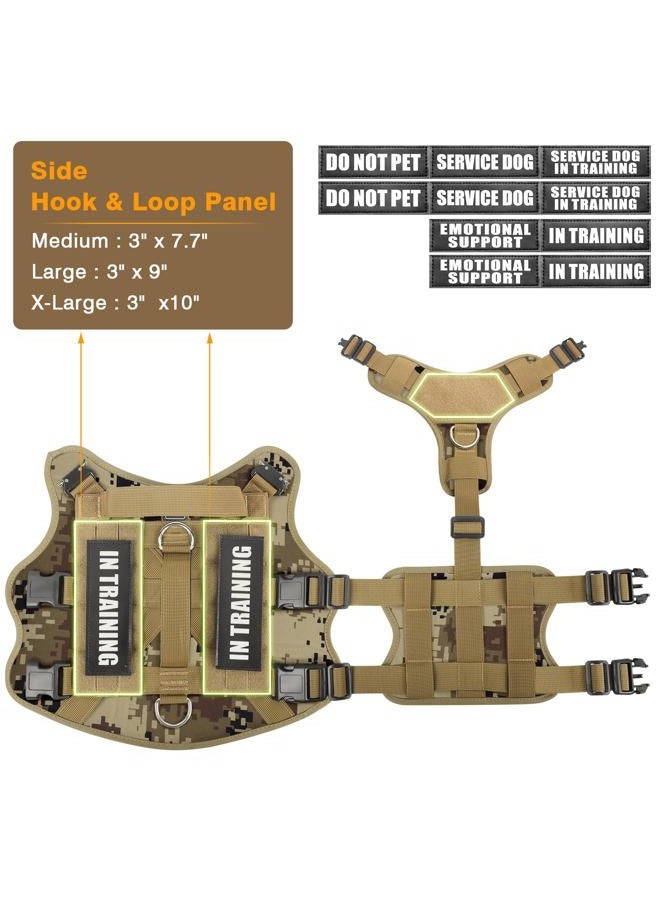 WINSEE Tactical Dog Harness with Dog Leash, Service Working MOLLE Vest with 10 Pet Patches for Dog, No Pull Military Harness and Backpack for Training Hunting Walking - Image 3