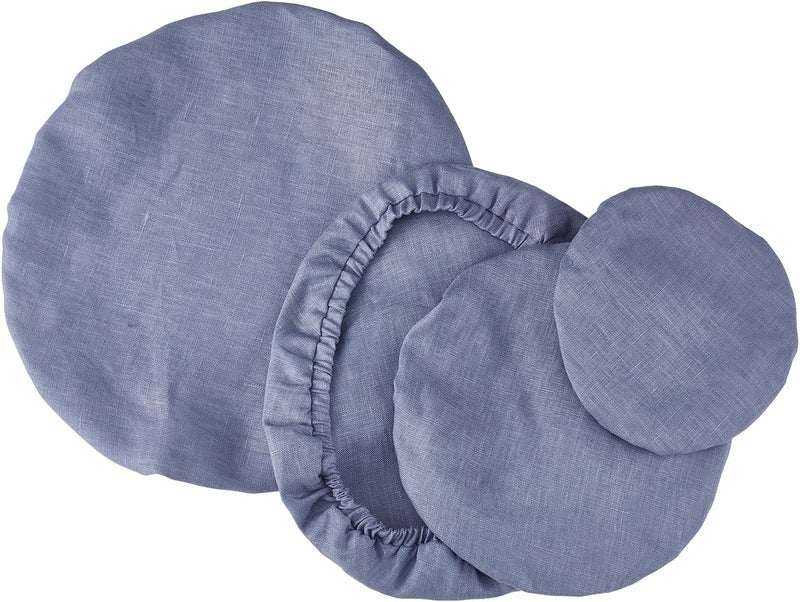INYOWAKI 100% Pure Linen Bowl Covers For Bread Proofing, 4 Pcs Elastic Reusable Solid Color Cloth Fabric Bowl Covers,XL Organic Washable Large Stretch Sourdough Lids 6 * 8 * 10 * 12 Inches, Blue - Image 2