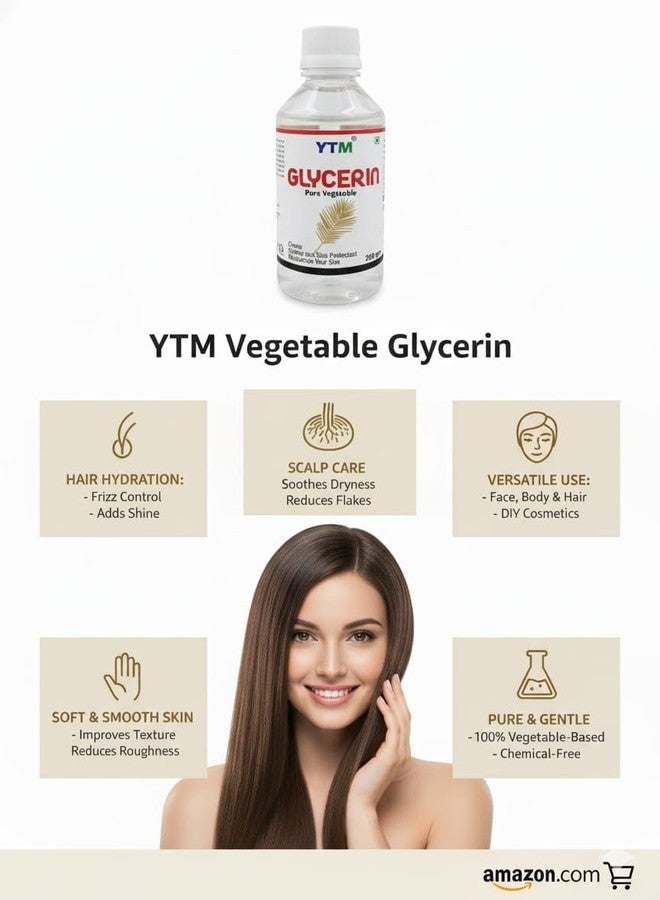 YTM 100% Veg Glycerine 200gm Vegetable Glycerin for face | Pure Organic Ingredients Food |Vegan, Hypoallergenic Moisturizer And Skin | Face Beauty Skin | Glycerine organic hair gel - Image 5